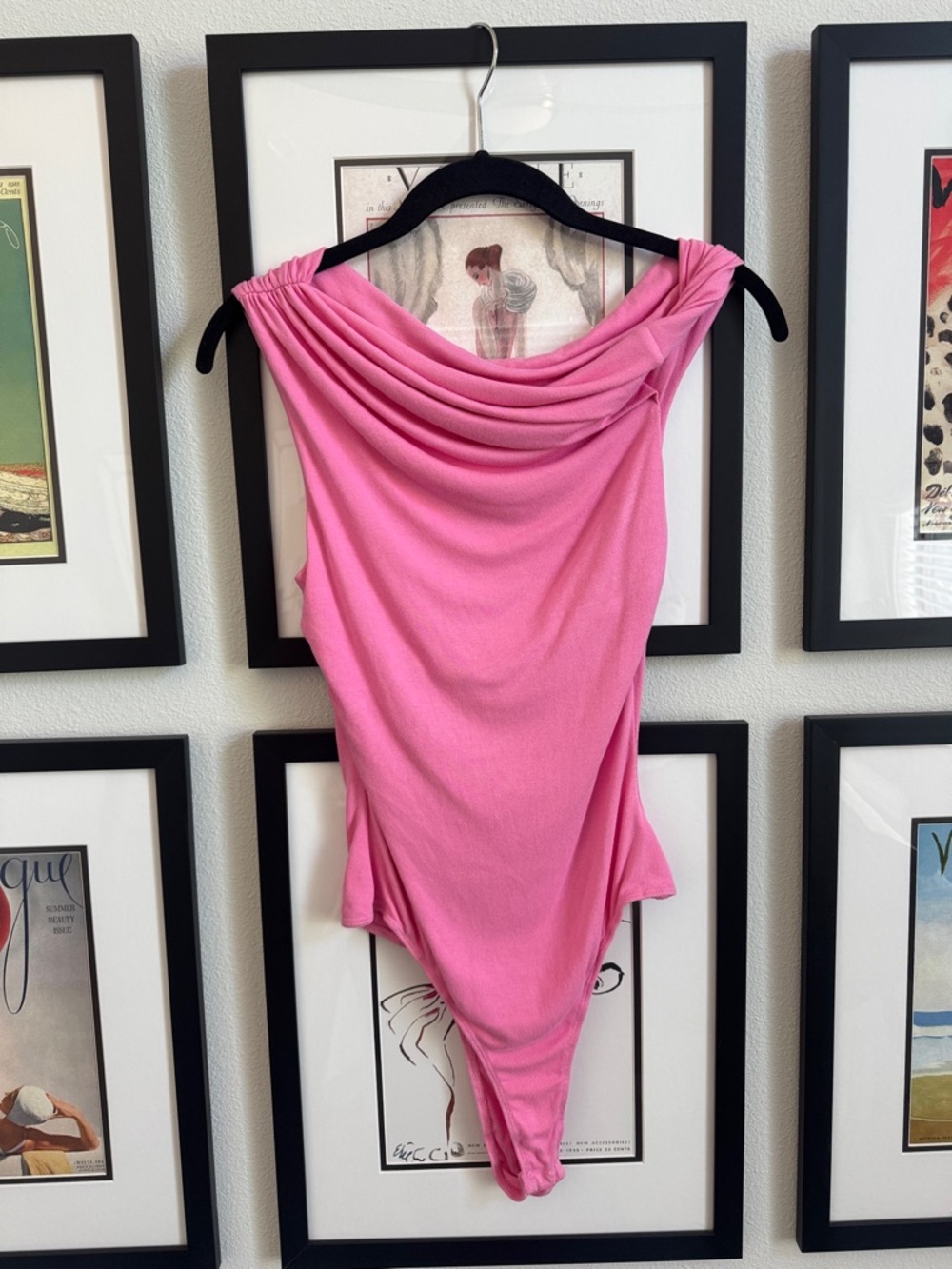 ASTR the Label One Shoulder Draped Pink Bodysuit
